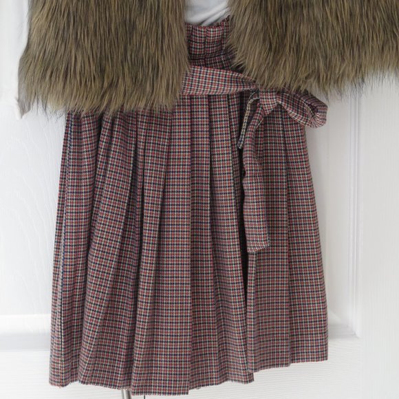 ZARA - Pleated check skirt with tie belt - Picture 4 of 8